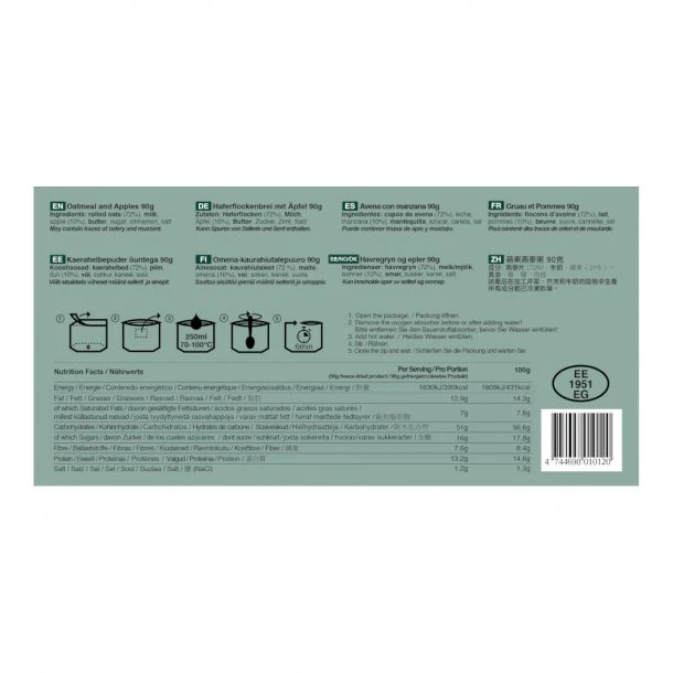 Tactical Foodpack - Havregrød Med Æble (390 Kcal) 5 Tactical Foodpack - Havregrød Med Æble (390 Kcal) - Billede 3