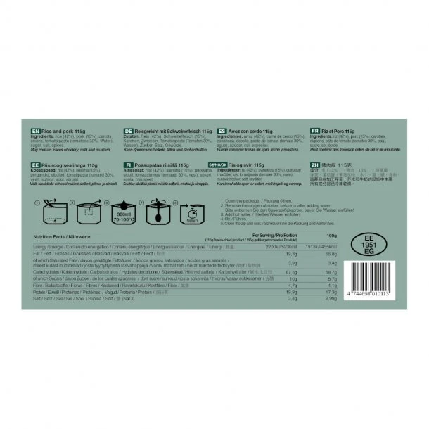 Tactical Foodpack - Svinekød Og Ris (523 Kcal) 5 Tactical Foodpack - Svinekød Og Ris (523 Kcal) - Billede 3