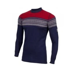 Aclima - Designwool 230g Marius Crew Neck Herre Uldtrøje Rød/Blå